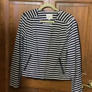 LOFT Women's Striped Black and White Blazer
